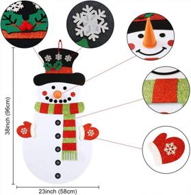 img 3 attached to Набор рождественских игр со снеговиком «сделай сам» для детей - 3,2 фута, двухсторонний, с 36 блестящими съемными украшениями, рождественские подарки, дверные настенные подвесные украшения