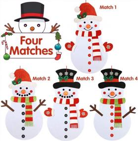 img 2 attached to DIY Felt Christmas Snowman Games Set For Kids - 3.2Ft Double Sided With 36Pcs Glitter Detachable Ornaments, Xmas Gifts Door Wall Hanging Decorations