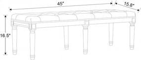 img 3 attached to Деревенская 3-местная скамья в прихожей, 6-футовая скамья с мягкой обивкой для спальни или гостиной, 45x16,5 скамья с акцентом в фойе или столовой из бежевой ткани - Guyou