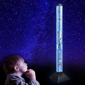 img 4 attached to SUMGREEN 8 Color Changing LED Sensory Bubble Tube 4 Ft with Extra Stable Base and 7 Artificial Fish, Bubble Lamp with RF Remote, Aquarium Column Stand for Living Room Decoration, Kids Bedroom