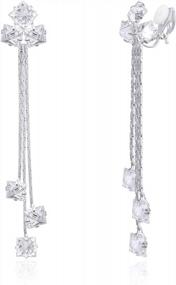 img 4 attached to Sparkling Elegance: Long Drop Dangle Clip-On Earrings For Non-Pierced Women By YOQUCOL