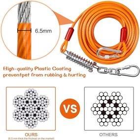 img 2 attached to 🐾 Extra Thick Tie Out Cable for Large Dog, 30ft Dog Run Leash with Spring and Heavy Duty Swivel Hooks, Reflective Rustproof Dog Lead for Yard and Camping, Supports Dogs up to 250lbs, Orange