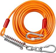 🐾 extra thick tie out cable for large dog, 30ft dog run leash with spring and heavy duty swivel hooks, reflective rustproof dog lead for yard and camping, supports dogs up to 250lbs, orange logo