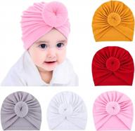baby turban bun knot hats - 5 pack infant beanie headbands for girls logo