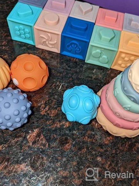 img 1 attached to 🧩 Dreampark Montessori Building Blocks Teething Toys - Baby Toys 0-6 Months - 3-in-1 Infant Toys for 6-12 Months and Babies 12-18 Months review by Flip Shaw