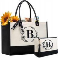 personalized canvas tote bag with monogram embroidery and leather handle - ideal birthday gift for women by beegreen logo