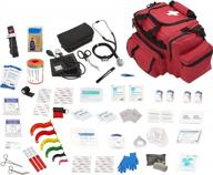 red first responder kit with emergency medical supplies for large lifeguard/emt first aid bag - asa techmed fully stocked ems kit logo