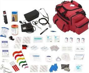 img 4 attached to Red First Responder Kit With Emergency Medical Supplies For Large Lifeguard/EMT First Aid Bag - ASA Techmed Fully Stocked EMS Kit