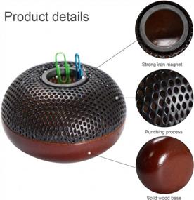 img 2 attached to Round Paper Clip Holders By MultiBey - Innovative Wood And Metal Mesh Dispenser With Magnetic Lid For Convenient Desktop Storage In Offices And Schools (Walnut, 3In X 2In)