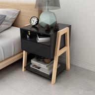 🌙 taohfe nightstand in black mdf with drawer storage shelf - ideal for bedroom/living room end table логотип