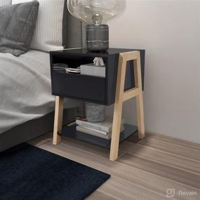 img 2 attached to 🌙 TaoHFE Nightstand in Black MDF with Drawer Storage Shelf - Ideal for Bedroom/Living Room End Table