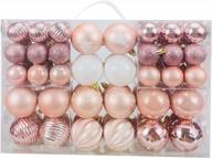 rose gold christmas ball ornament set - 86 pieces, shatterproof decoration for trees, home parties, holidays, garlands, and wreaths. includes hooks for hanging. logo