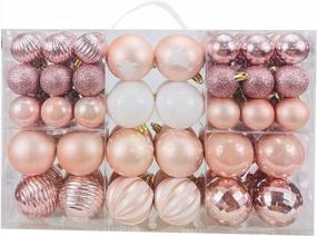 img 4 attached to Rose Gold Christmas Ball Ornament Set - 86 Pieces, Shatterproof Decoration For Trees, Home Parties, Holidays, Garlands, And Wreaths. Includes Hooks For Hanging.
