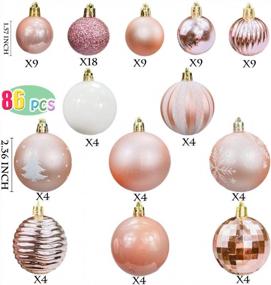 img 2 attached to Rose Gold Christmas Ball Ornament Set - 86 Pieces, Shatterproof Decoration For Trees, Home Parties, Holidays, Garlands, And Wreaths. Includes Hooks For Hanging.