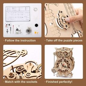 img 1 attached to ROBOTIME 3D Wooden Puzzle Mechanical Gear Clock Owl Model Kit For Teens & Adults - DIY Building Set