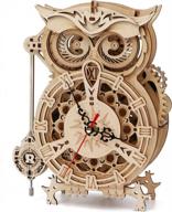 robotime 3d wooden puzzle mechanical gear clock owl model kit for teens & adults - diy building set logo