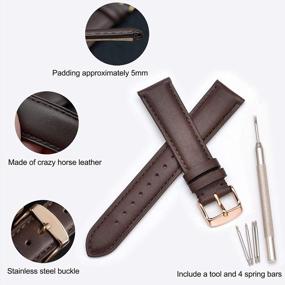 img 1 attached to Upgrade Your Watch With WOCCI'S Vintage Leather Band - Replacement Straps In Various Sizes (14Mm-22Mm) With Durable Stainless Steel Buckle