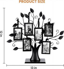 img 3 attached to Настенный декор из металлического дерева с 6 подвесными фоторамками размером с кошелек - вмещает фотографии 2X3 - персонализированные подарки для мамы, бабушки, рождественские подарки на день рождения