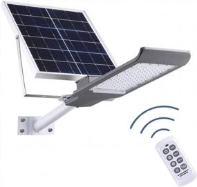 img 4 attached to Szyoumy Solar Street Lights IP66 Outdoor Light 100W 5500 Lumens With Pole Remote Control Dusk To Dawn Security Lighting Solar Panel For Yard Garden Gutter Pathway Basketball Court Arena Parking Area