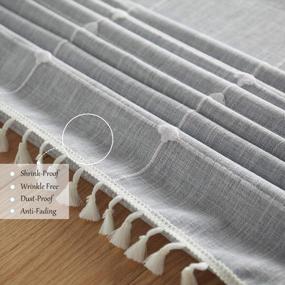 img 1 attached to Grey Cotton Linen Tablecloth - 55X86 Inch, 6-8 Seats, Stitching Tassels For Dining Room & Kitchen Parties