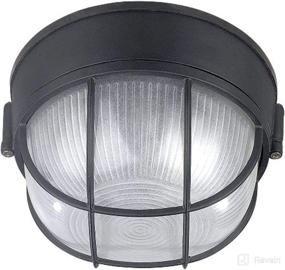 img 1 attached to 💡 Canarm IOL17BK: Sleek Black Outdoor Flush Mount Light with Frosted Glass Globe - Enhance your Exterior Aesthetics