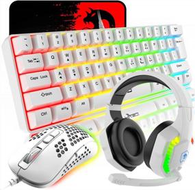 img 4 attached to Непревзойденный игровой опыт: сочетание клавиатуры и мыши 4-в-1 белого цвета с RGB-подсветкой и сотовым корпусом для геймеров на ПК с Windows
