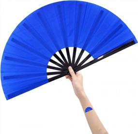 img 4 attached to Chinese/Japanese Folding Nylon-Cloth Hand Fan - Amajiji Large Women'S Gift Craft Dance Fan