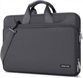 img 4 attached to 👜 MOSISO 360 Protective Laptop Shoulder Bag for MacBook Pro/Air 13 inch - Space Gray: Matching Color Handbag Briefcase Sleeve Case with Trolley Belt