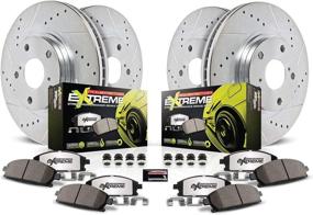 img 4 attached to Improved Performance: Carbon Fiber Brake Pads with Drilled & Slotted Brake Rotors Kit from Power Stop - Front and Rear K1365-26Z26