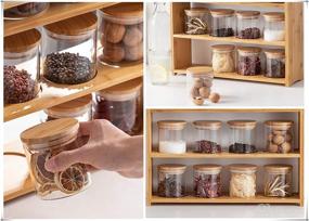 img 2 attached to 🍶 Hoanra 9 Piece Glass Storage Jars Set - Airtight Bamboo Lid with Labels, 15oz Small Food Containers for Kitchen Pantry - Tea Powder, Coffee, Spice, Candy, Nuts