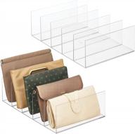 neatly organize your purse collection with mdesign's closet purse organizer - 5 compartments, clear design - 2 pack! logo