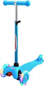 img 4 attached to Deluxe 3 Wheel Scooter For Toddlers With LED Flashing Light - Adjustable Height Glider With Lean To Steer - ChromeWheels Kick Scooter - Perfect For Kids Aged 3-6, Girls And Boys