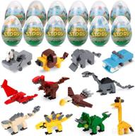 thinkmax 12pcs prefilled easter eggs: jungle animals & dinosaurs building 🐣 blocks for easter fun, basket stuffers, party favors, egg hunts & classroom prizes логотип