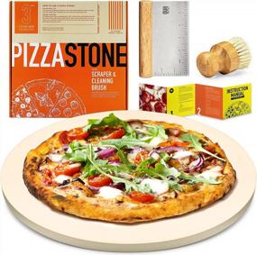 img 4 attached to Get Perfectly Baked Pizzas & More With OUII 14'' Round Premium Cordierite Pizza Stone Set For Oven/Grill!