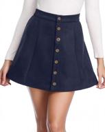 fuinloth women's faux suede skirt button closure a-line high wasit mini short skirt 2022 logo