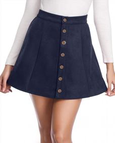 img 4 attached to Fuinloth Women'S Faux Suede Skirt Button Closure A-Line High Wasit Mini Short Skirt 2022