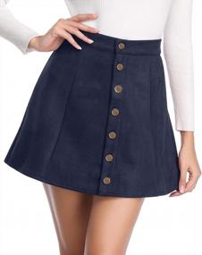 img 3 attached to Fuinloth Women'S Faux Suede Skirt Button Closure A-Line High Wasit Mini Short Skirt 2022
