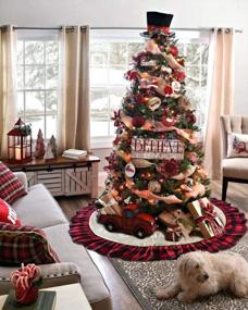 img 2 attached to Merry Christmas Party Decor: 36 Inch Red & Black Buffalo Plaid Tree Skirt By AISENO!