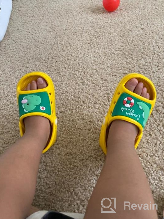 img 1 attached to 👣 Comfortable and Safe Toddler Slide Sandals for Beach and Pool - Holynissl Non-Slip Kids' Slippers review by Geoff Yates