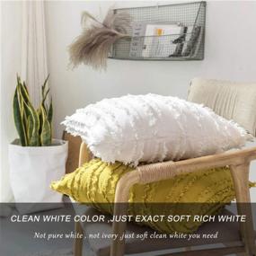 img 1 attached to 2 Pack GIGIZAZA Decor 18X18 Inch White Linen Throw Pillow Covers For Couch Sofa Cushion Square