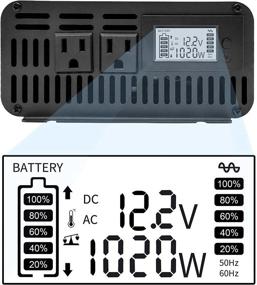 img 3 attached to DATOUBOSS 1000W Power Inverter: Pure Sine Wave Converter with Dual AC 🔌 Outlets & LED Display – 12V DC to 110V AC - 2000W Peak