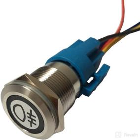 img 2 attached to 🚗 ESUPPORT Rear Fog Push Button Stainless Steel Toggle Switch Socket Plug Wire 19mm with Blue LED Light for 12V Car Vehicle