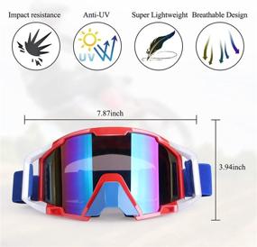 img 3 attached to Motorcycle Goggles Dirt Bike Goggles ATV Motocross Racing Riding Goggles Off Road OTG Mountain Bike Goggles UV400 Windproof Dustproof Ski Goggles Protective Goggles (Red White Frame Color 1 Lens)