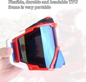 img 1 attached to Motorcycle Goggles Dirt Bike Goggles ATV Motocross Racing Riding Goggles Off Road OTG Mountain Bike Goggles UV400 Windproof Dustproof Ski Goggles Protective Goggles (Red White Frame Color 1 Lens)