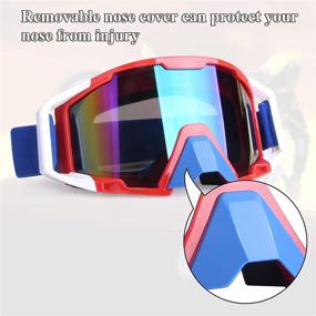 img 2 attached to Motorcycle Goggles Dirt Bike Goggles ATV Motocross Racing Riding Goggles Off Road OTG Mountain Bike Goggles UV400 Windproof Dustproof Ski Goggles Protective Goggles (Red White Frame Color 1 Lens)