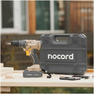 cordless drill driver nocord, 20v, 2x1.5 ah li-ion, in a case + 24 pieces of equipment, ncd-20.2.15.c logo