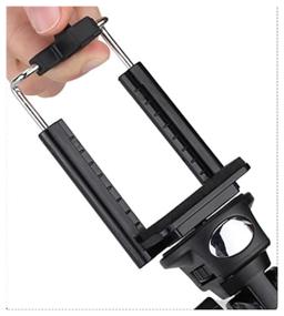 img 4 attached to Monopod with AUX cable and built-in remote control, 3.5 mm wire, AMFOX, 1188, black / selfie stick for phone, holder for camera, smartphone