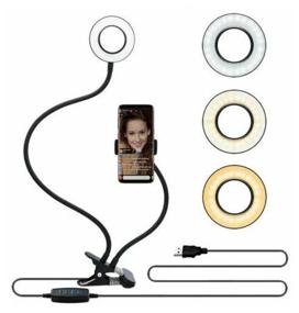 img 4 attached to Tripod - Selfie lamp ring 8.5cm Professional Live Stream with clamp mount for any surface, black