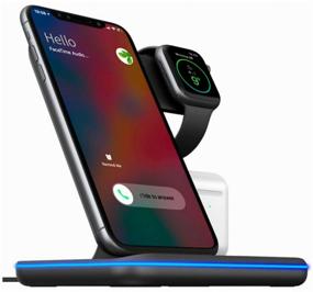 img 3 attached to 🔌 Black Wireless Charger Docking Station for iPhone, Samsung, Apple Watch, AirPods / Quick Charge