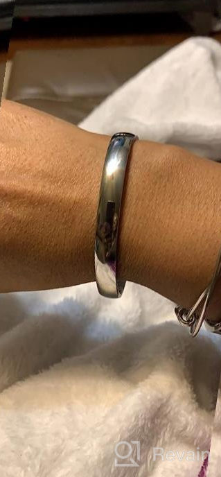 img 1 attached to Women'S 8MM Stainless Steel Bracelet - MILAKOO Oval Polished Cuff Bangle 6.7 review by John Wood